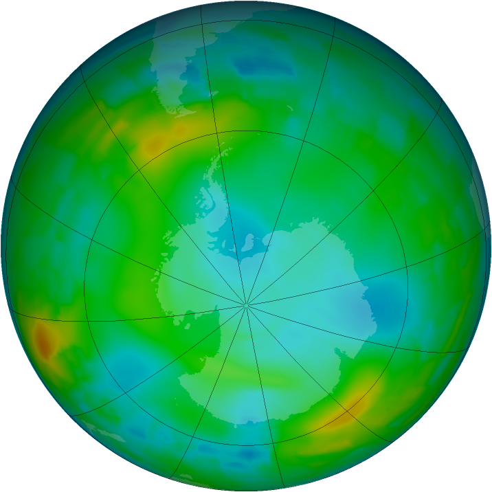 Antarctic ozone map for 30 June 2012
